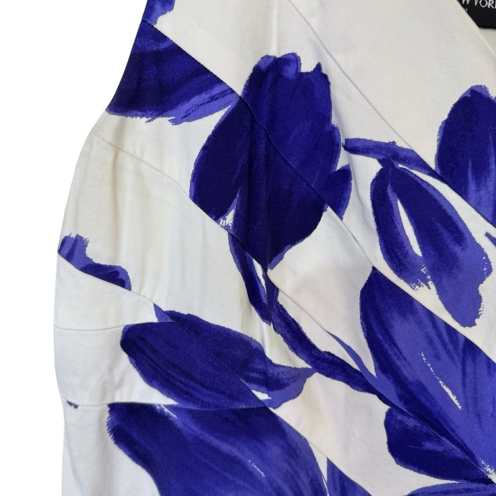 Jones New York Dress Woman Size 18W Sleeveless Floral Purple White Lined Pockets - Picture 7 of 8